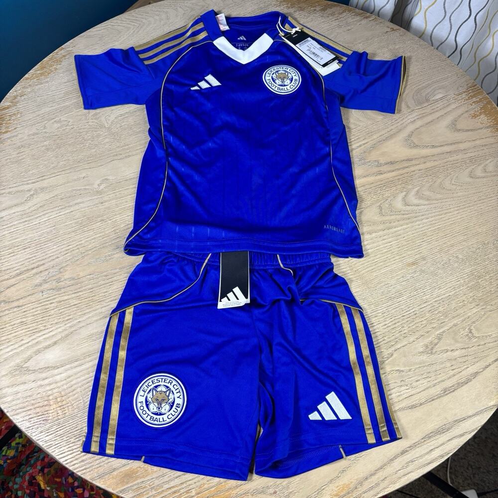 NWT ADIDAS Kids Leicester City Home 24/25 Youth Jersey Shorts Kit Set 7 Jonah 8